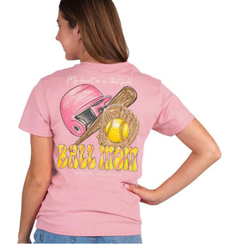 Simply Southern Ball Mom T-Shirt Crepe