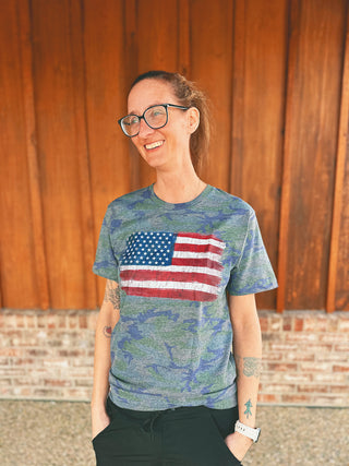Sweet Southern Distressed Flag Vintage Camo Graphic Tee