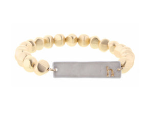 Jane Marie Gold Beaded Ceramic Initial Bracelet "H"