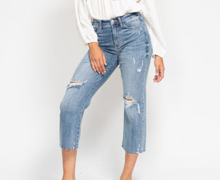 Judy Blue High Waist w/ Destroy Crop Wide Leg 82256