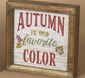 Wood Autumn is My Favorite Color Block Sign