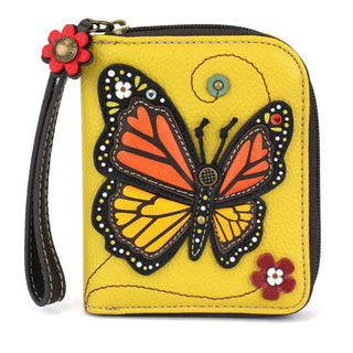 Chala 839 Zip Around Wallet Monarch Butterfly Mustard