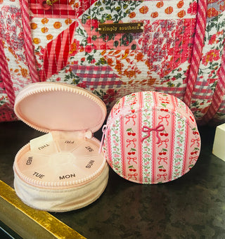 Simply Southern Pill Case Pink Bow & Stripes