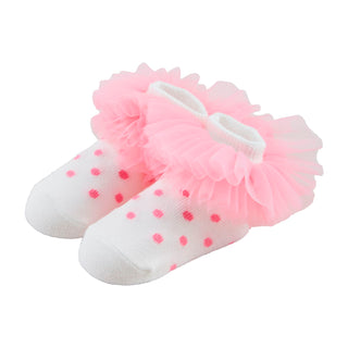 Mudpie Tutu Socks Pink Dot 0-12M
