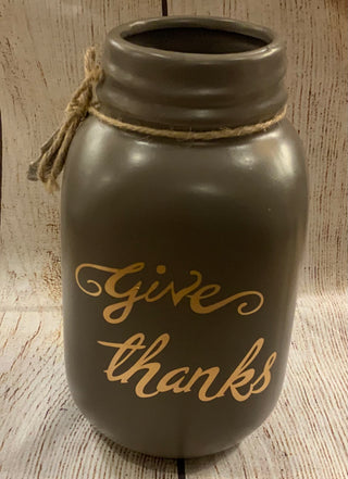 Give Thanks Slate Jar w/Ornament