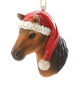 Horse head w/Santa Hat Ornament