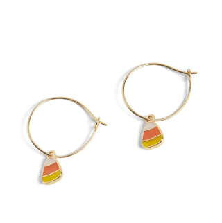 Whispers Halloween Enamel Hoop Earrings Candy Corn Gold WN004679