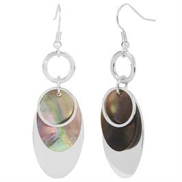 Whispers Silver Overlay w/Abalone Dangle Earrings WN003039