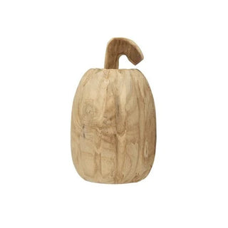 Paulownia Wood 7” Hand Carved Pumpkin