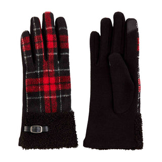 Mudpie Tartan Boucle Gloves Red