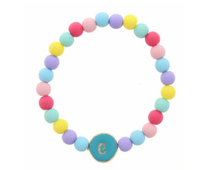 Jane Marie Kids Turquoise Stamped Multicolored Beaded Initial Bracelet "C"