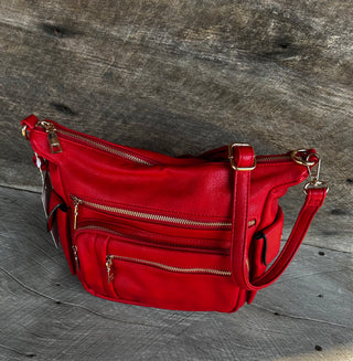 Jen & Co Nicole Multi Zip Crossbody Red M2677