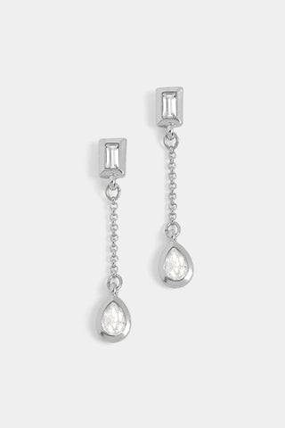 Whispers Baguette Stone Chain Drop Earrings WN004766