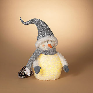Lighted Fabric Snowman Figurine 29”