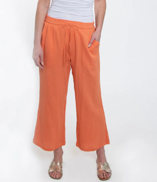 Elsie & Zoey Cotton Gauze Wide Leg Cropped Pant Apricot