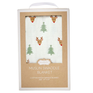 Mudpie Muslin Swaddle Blanket Christmas