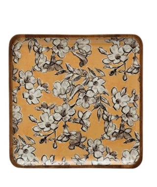 Enameled Acacia Wood Tray
