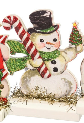 Retro Snowman w/Candy Cane & Tree
