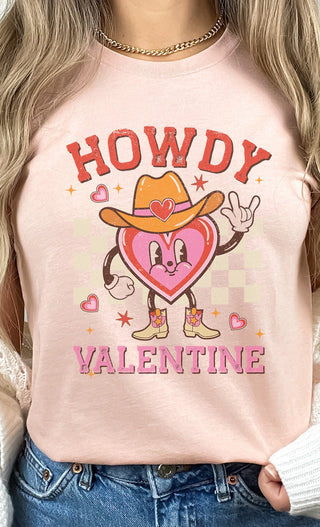Kissed Apparel Howdy Valentine T-Shirt Heather Peach