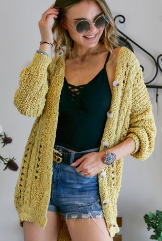 Adora Cable Knit Button Up Cardigan