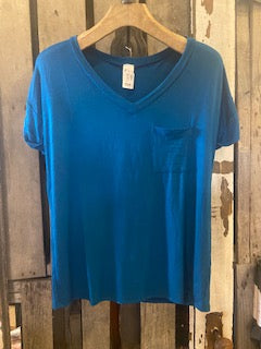 Sew in Love Short Sleeve Pocket Tee Teal