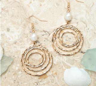 Elsie & Zoey Gold Spiral With Pearl Earrings