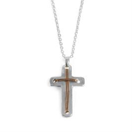Whispers Mixed Metal Cross Necklace WN004371