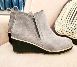 Corkys Tomb Wedge Booties Grey Suede