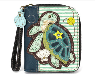 Chala Zip Around Wallet Turtle Teal Stripe 839