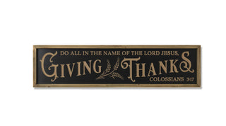 Giving Thanks Wood Engraved Sign