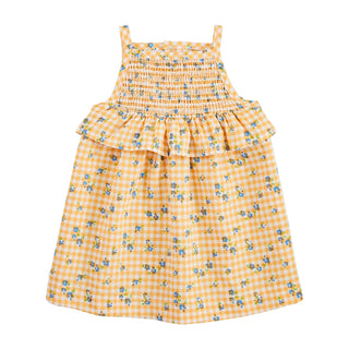 Mudpie Yellow Smocked Baby Dress 0-3M
