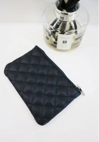 Love and Repeat Rhombus Pattern Zipper Coin Purse Black