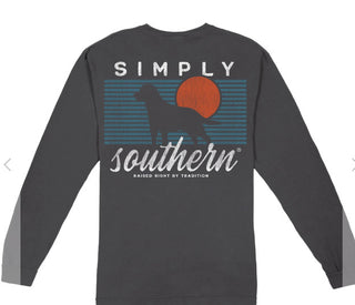 Simply Southern Long Sleeve Sunset Dog T-Shirt Graphite X-Large