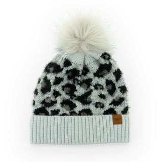 Britt's Knit Snow Leopard Pom Beanie