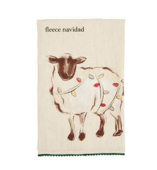 Mudpie Fleece Navidad Sheep Christmas Towel