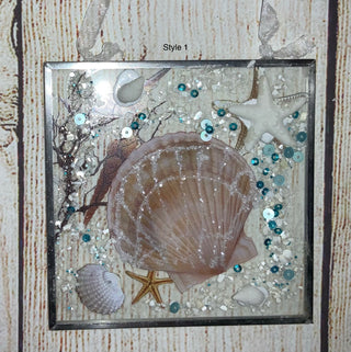 Square Glass Seashell Ornament