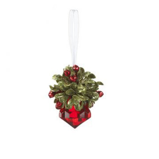 Kissing Krystals Teeny Mistletoe Jewel Ornament Red