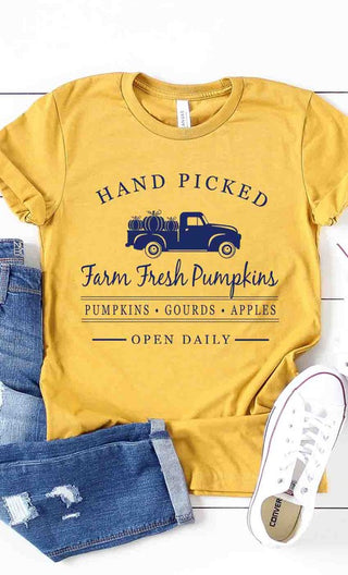 Hand Picked Pumpkins Graphic T-Shirt Heather Mustard M