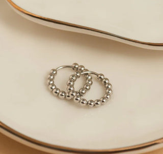 Howard's Narelle Waterproof Beaded Hoop Earrings Silver