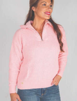 Simply Southern Quarter Zip Sweater Candy