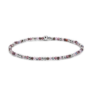 My Fun Colors Crystal Beaded Bracelet Purple Mix Silver