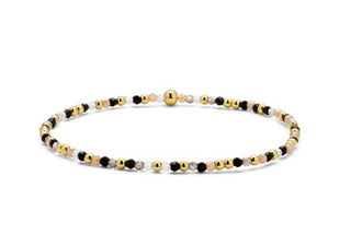My Fun Colors Crystal Beaded Bracelet Black Diamond Mix Gold