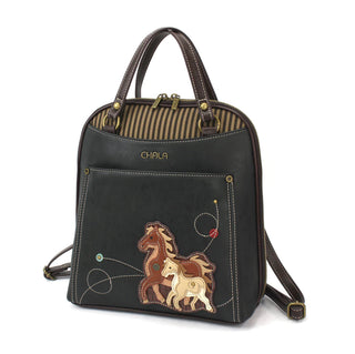 Chala Convertible Backpack Horse Family Black 870