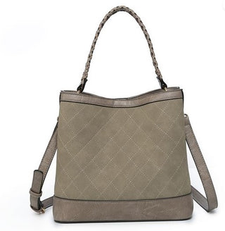 Jen & Co Maude Quilted Satchel Grey Taupe M2087