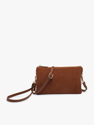 Jen & Co Riley Crossbody Corduroy Wristlet Brown M013