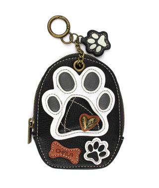 Chala Mini Coin Purse Keychain Pawprint Black 638