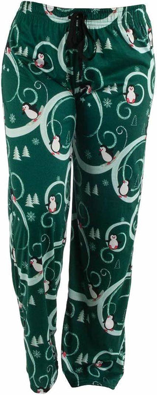 Hello Mello Holiday Lounge Pants Green Penguin