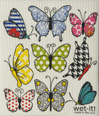 Wet It! Lively Butterflies Swedish Dishcloth