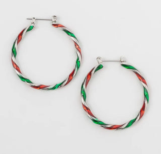 Howard's Silver Holiday Twisted Hoop Earrings