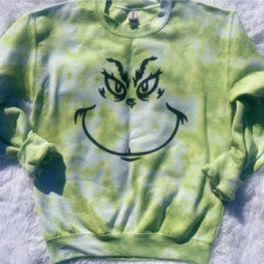 Southern Backroad Tees Tie Dyed Grinch Face Crewneck